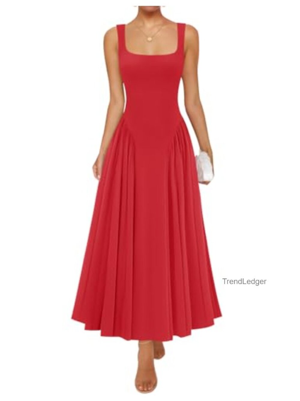 Sleeveless Square Neck Maxi Dress Flowy Summer Sundress